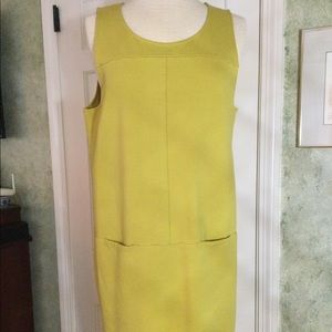 J Jill shift dress in chartreuse PL Ponte Knit